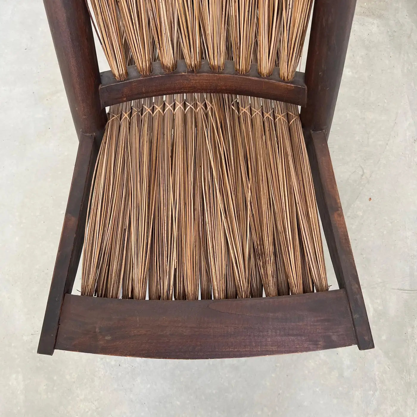 Sculptural Rattan and Wooden Chair, 1960s, Italy