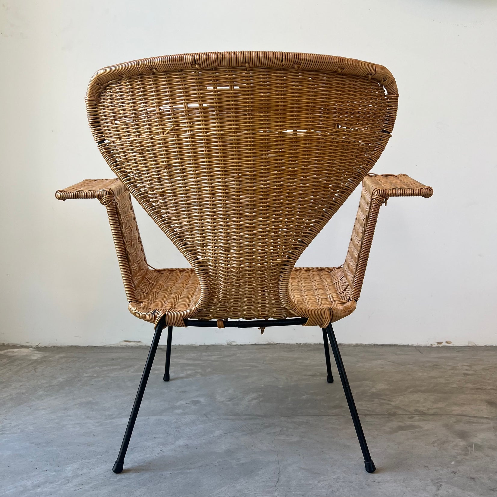 Sculptural Wicker and Iron Armchair, 1970s USA