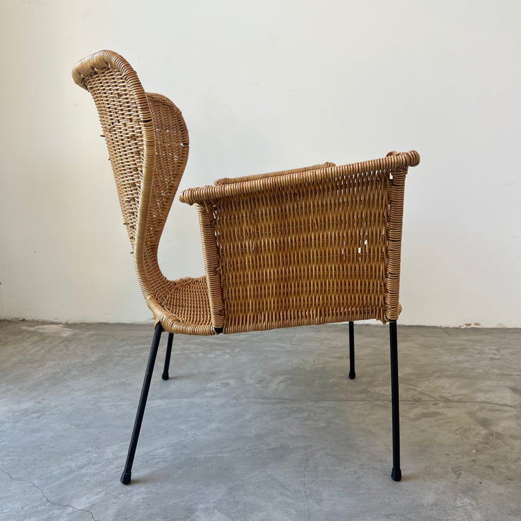 Sculptural Wicker and Iron Armchair, 1970s USA