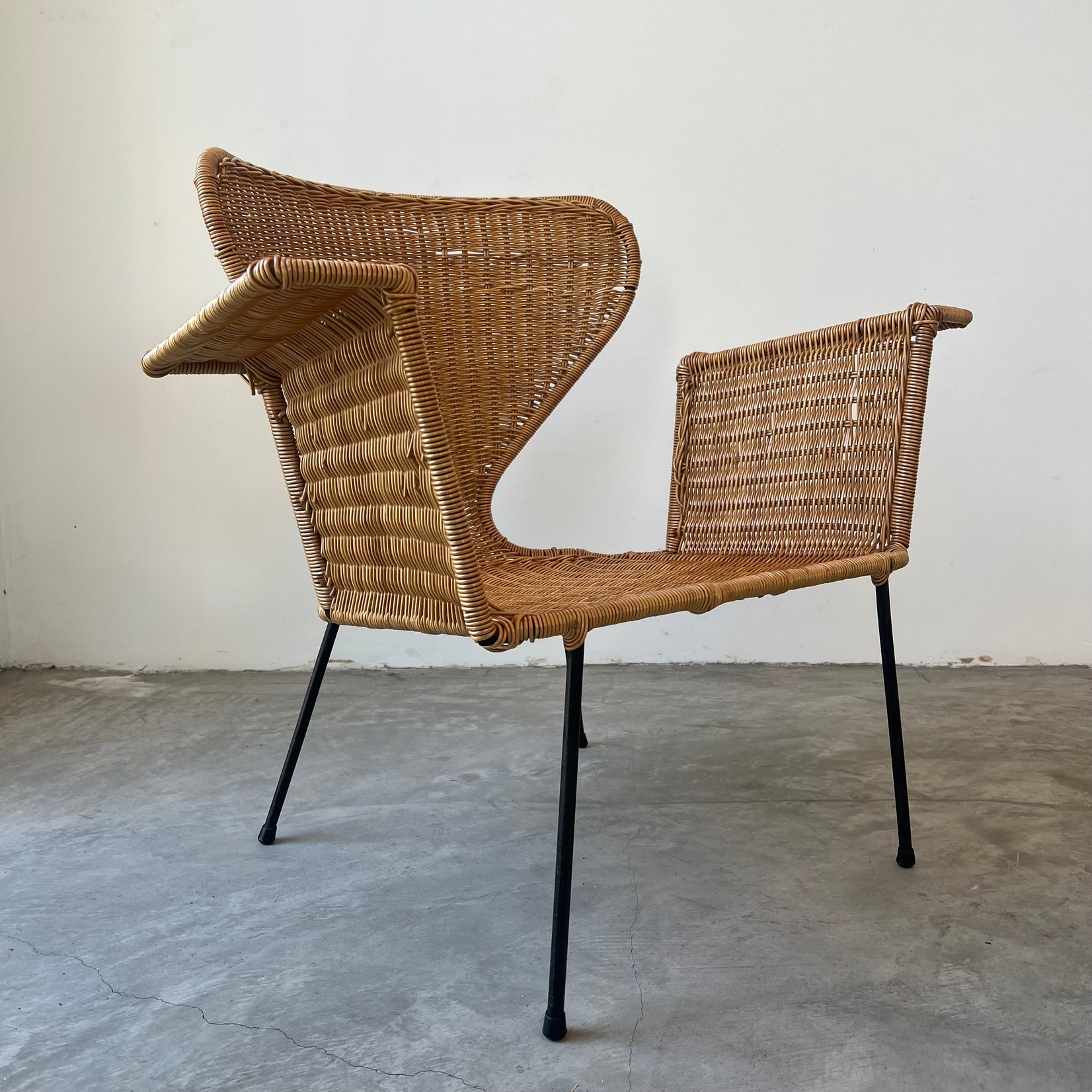 Sculptural Wicker and Iron Armchair, 1970s USA