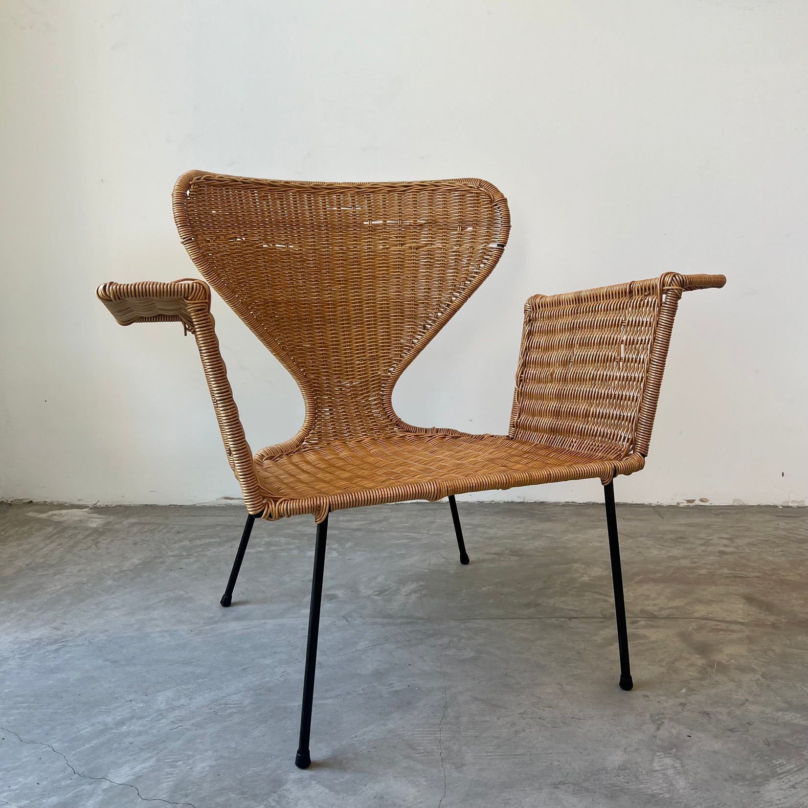 Sculptural Wicker and Iron Armchair, 1970s USA