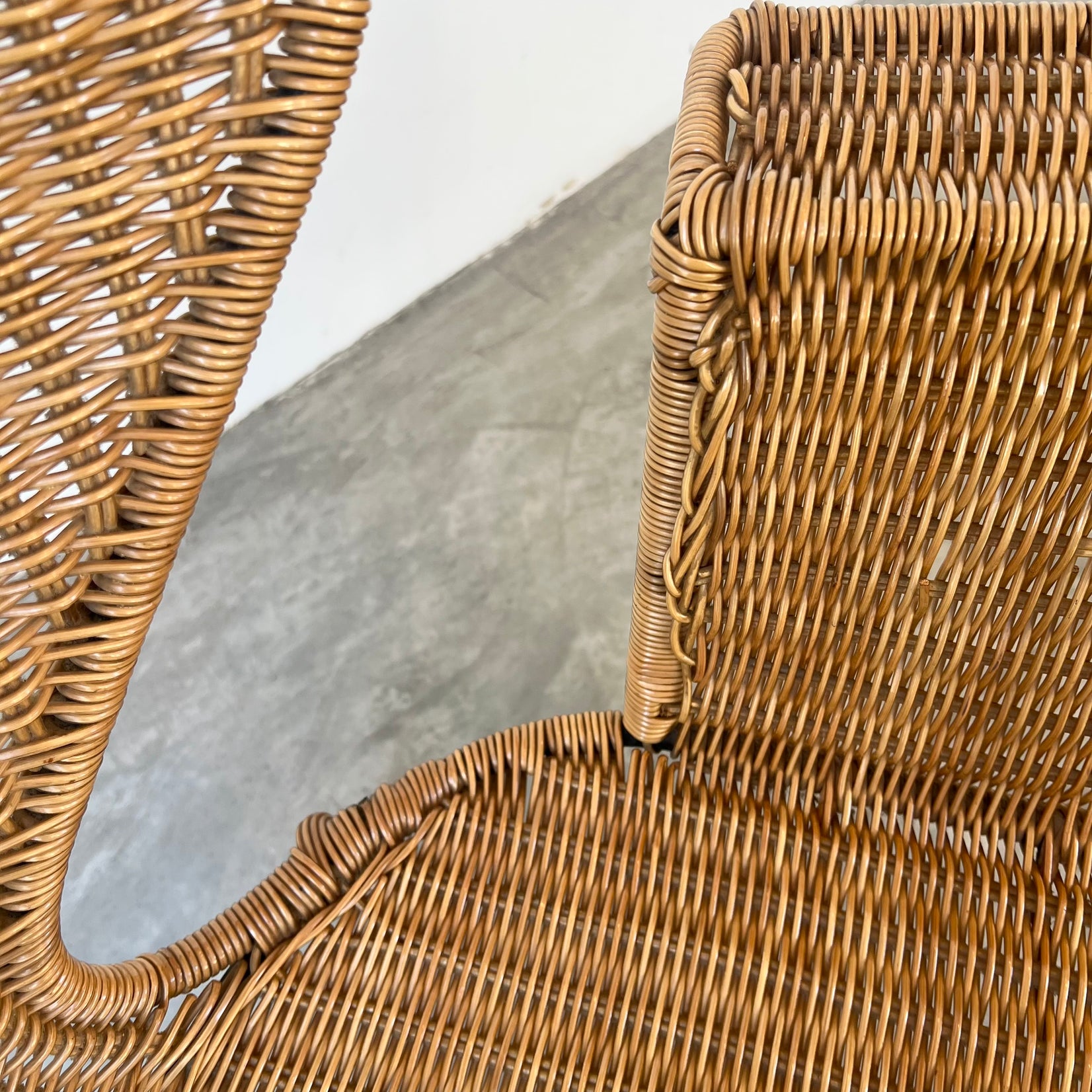 Sculptural Wicker and Iron Armchair, 1970s USA