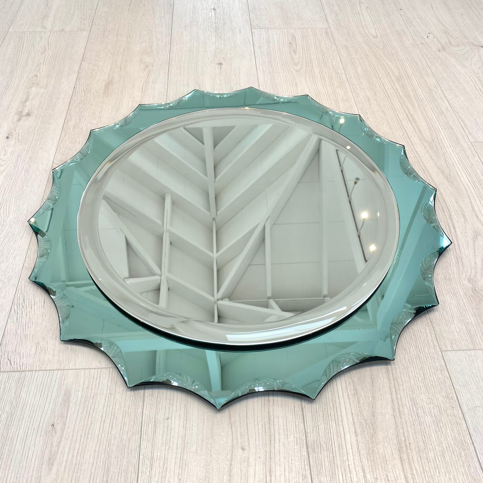 Turquoise Italian Scalloped Mirror