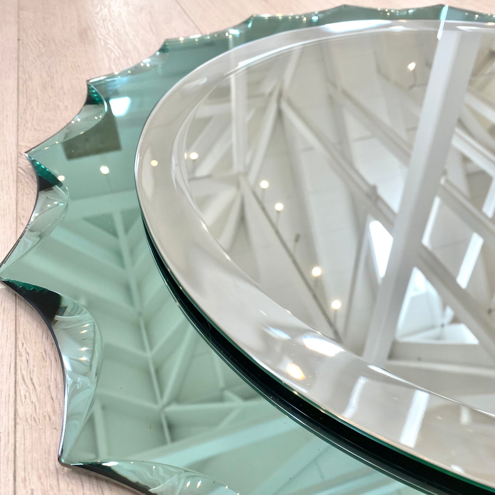 Turquoise Italian Scalloped Mirror