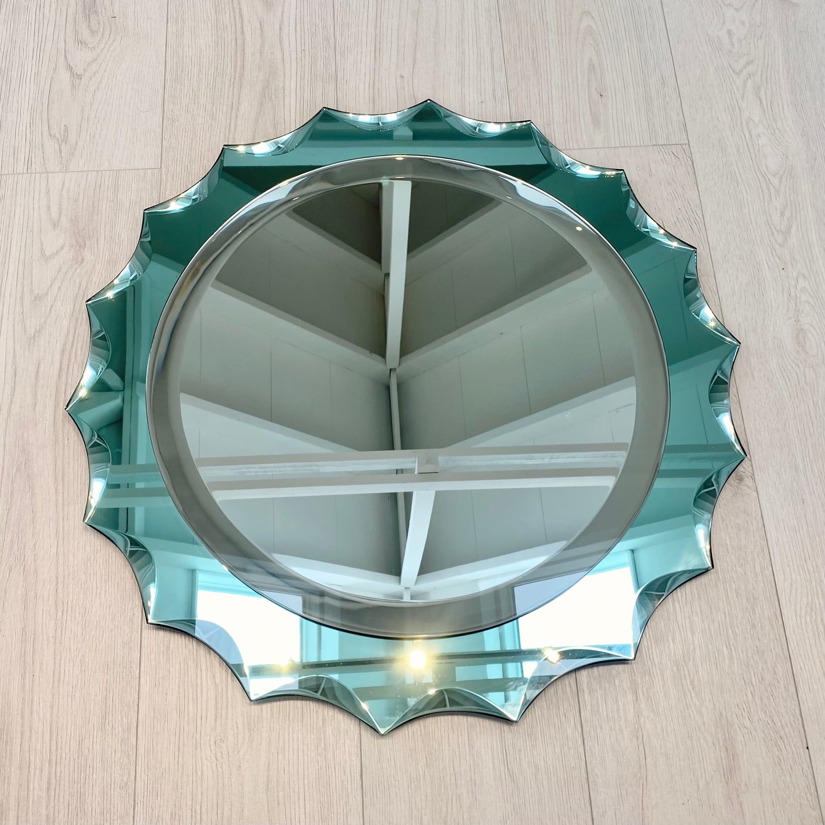 Turquoise Italian Scalloped Mirror