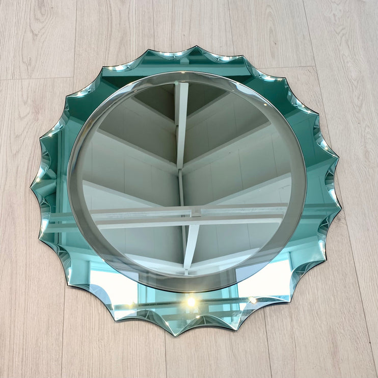 Turquoise Italian Scalloped Mirror