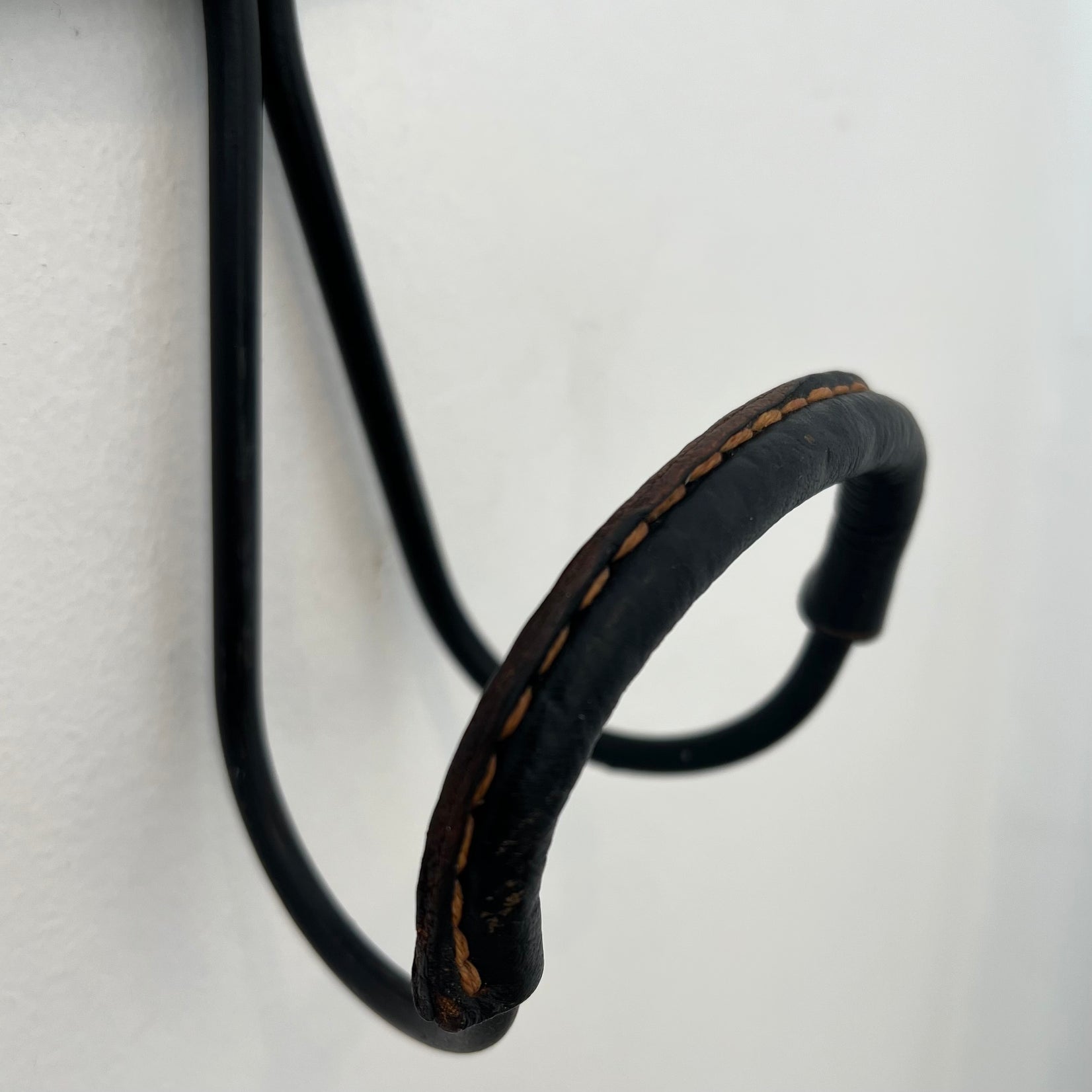 Black Leather Coat Rack by Jacques Adnet, 1950s France
