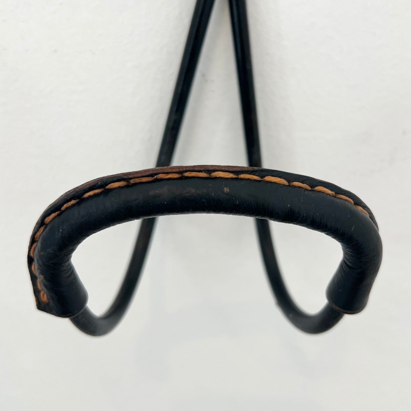 Black Leather Coat Rack by Jacques Adnet, 1950s France