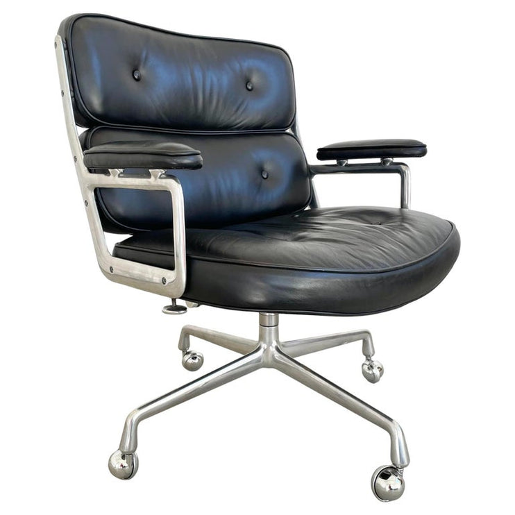 Eames Time Life Lobby Chair in Black Leather for Herman Miller, 1983 USA