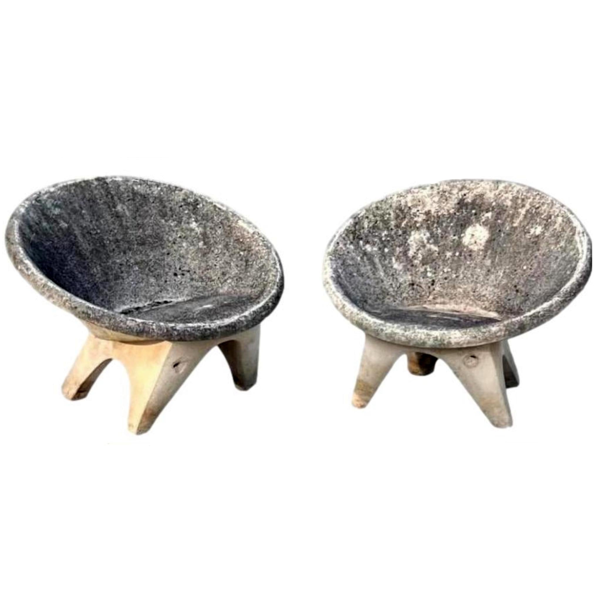 Pair of Sculptural Concrete Chairs