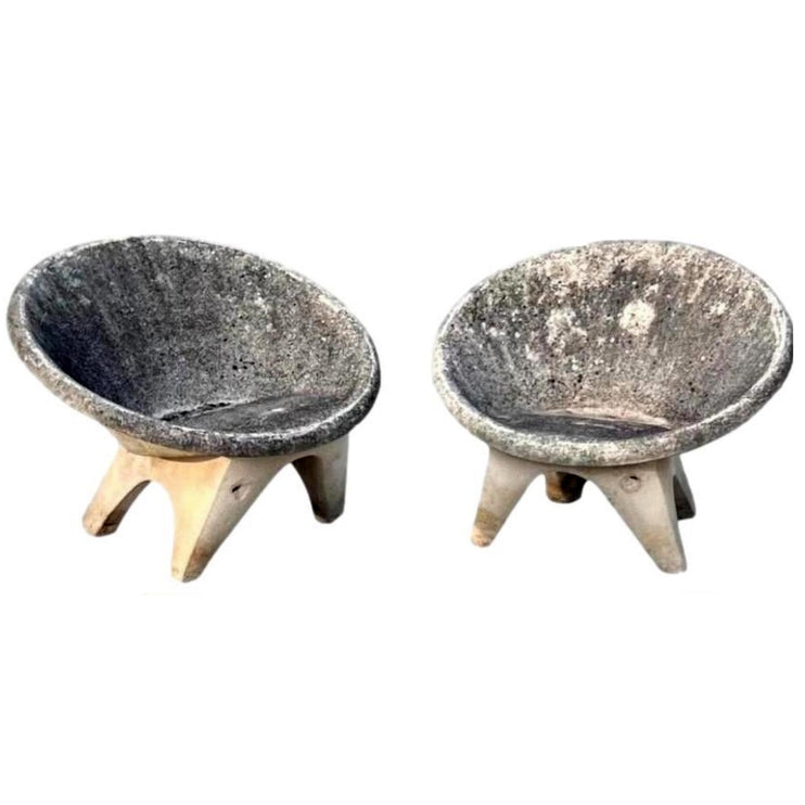 Pair of Sculptural Concrete Chairs
