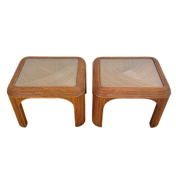 Pair of Pencil Reed Night Side Tables