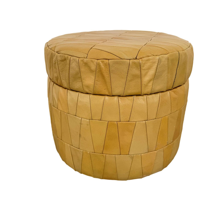 Tan Leather Patchwork Ottoman