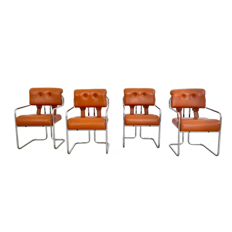 Set of 4 'Tucroma' Chairs in Cognac Leather