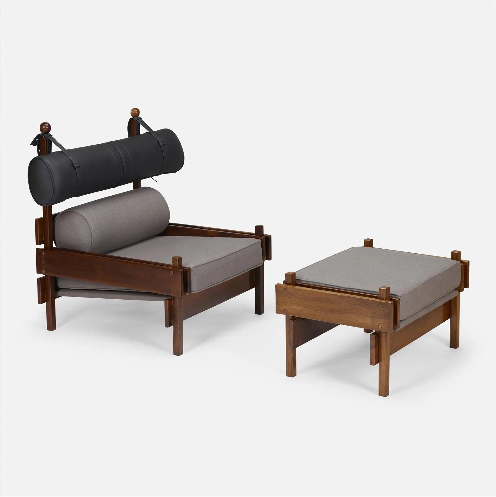Sergio Rodrigues Tonico Lounge Chairs with Ottomans, 1960s Brazil