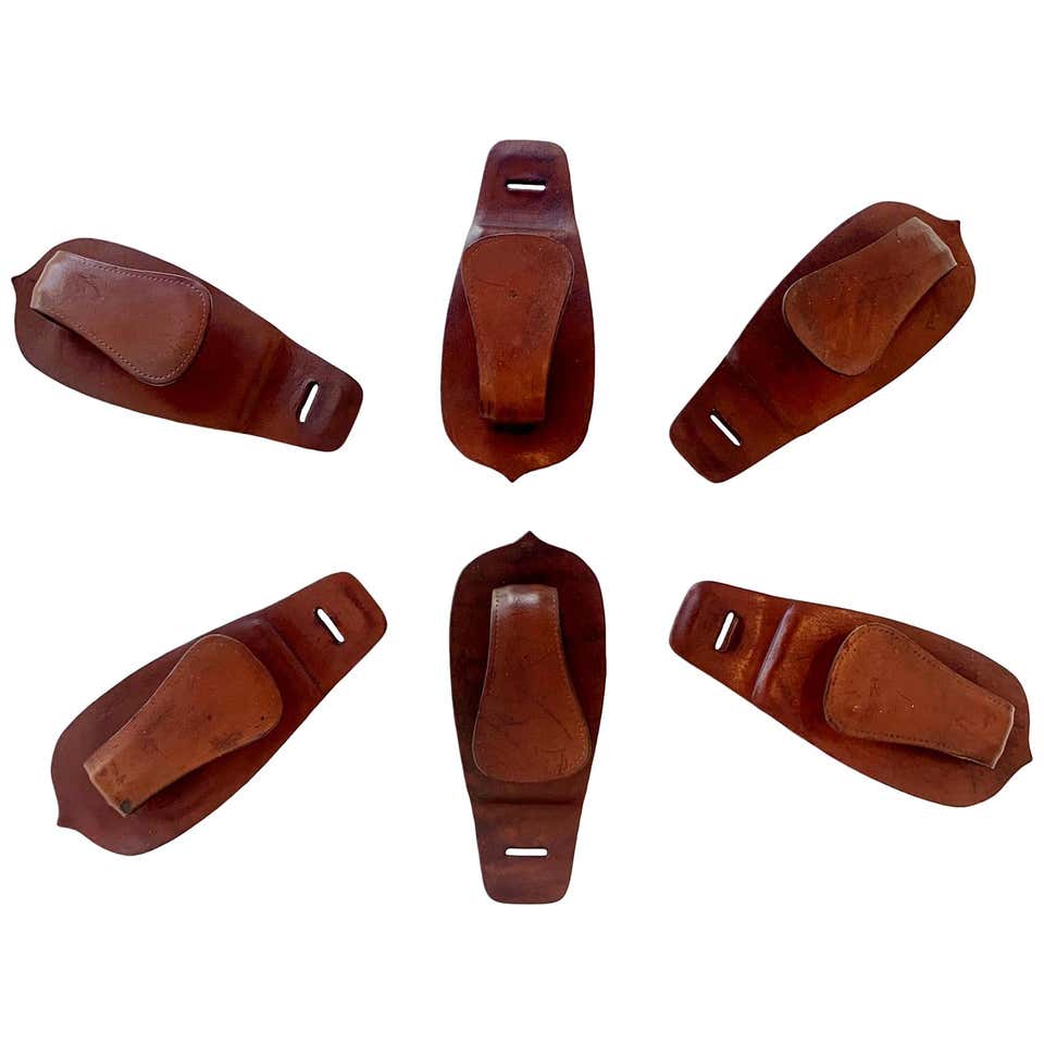 Jacques Adnet Style Saddle Leather Hooks