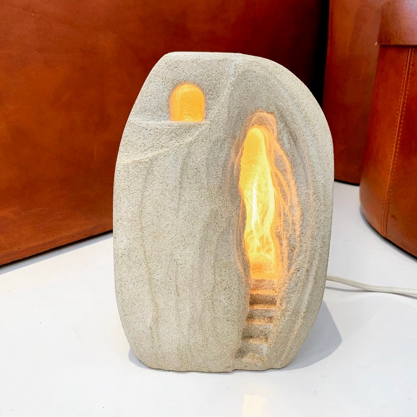 Carved French Stone Lamp