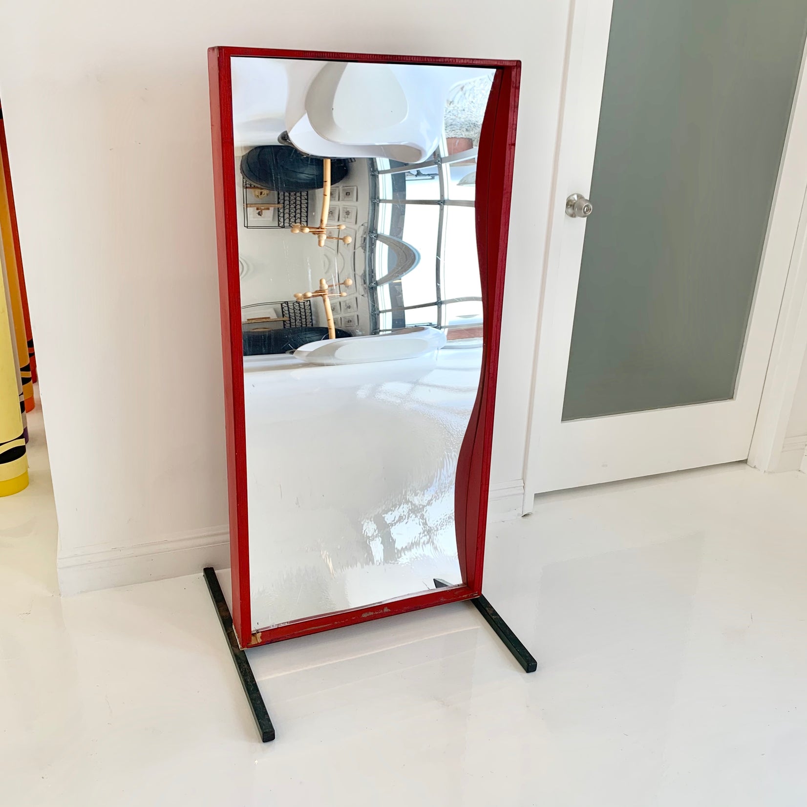 Vintage Red Carnival Fun-House Mirror
