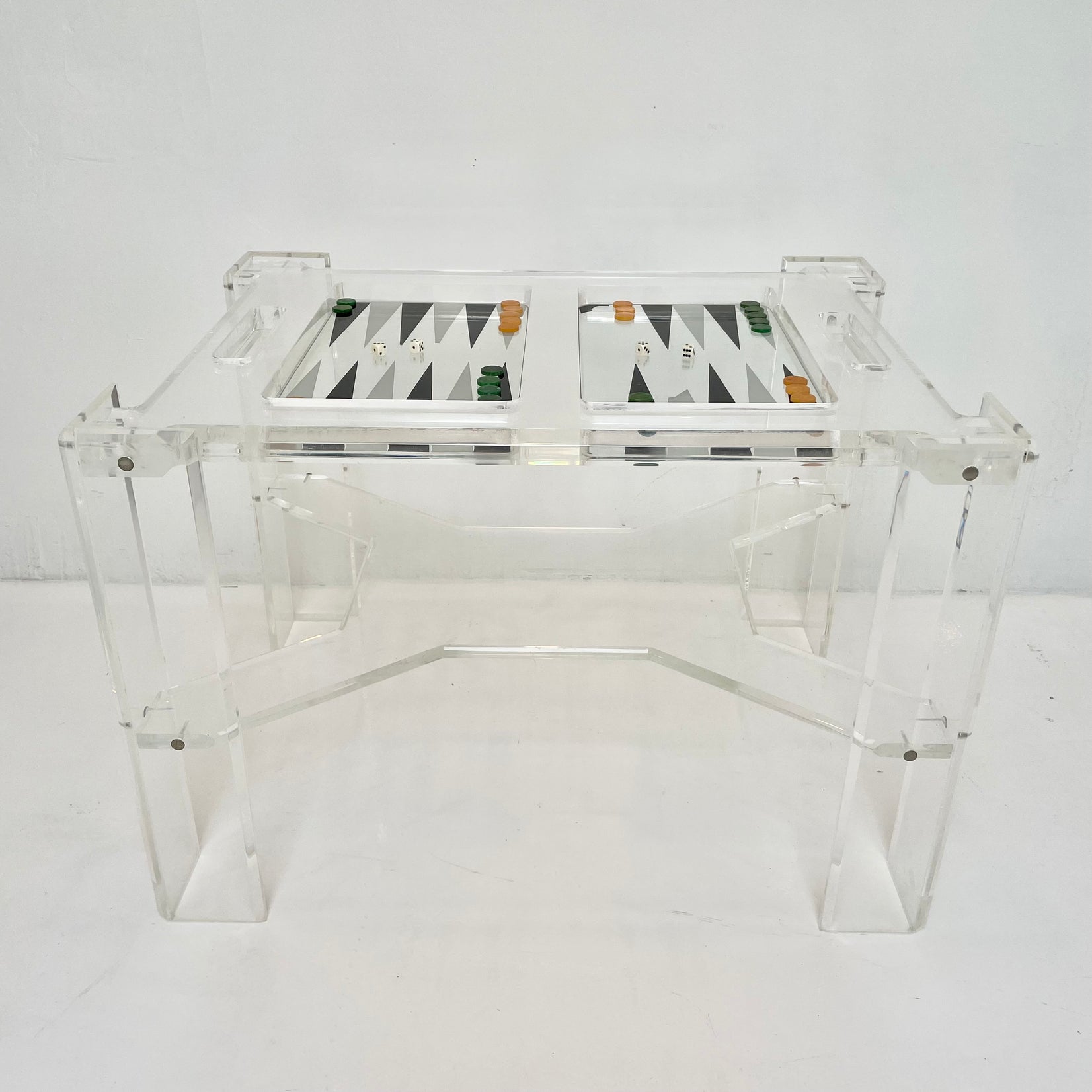 Faceted Lucite Backgammon Table by Charles Hollis Jones