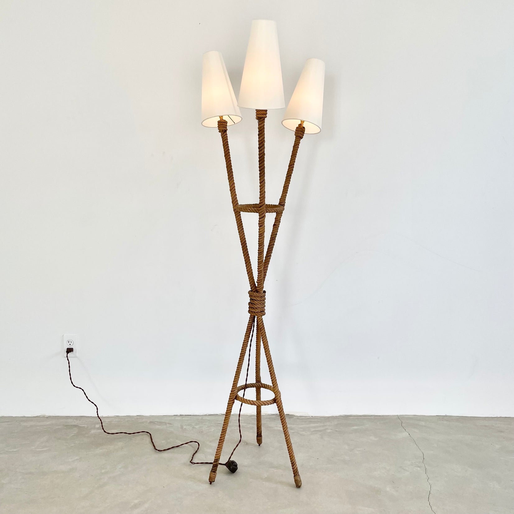 Rope Floor Lamp by Audoux Minet, 1960s France