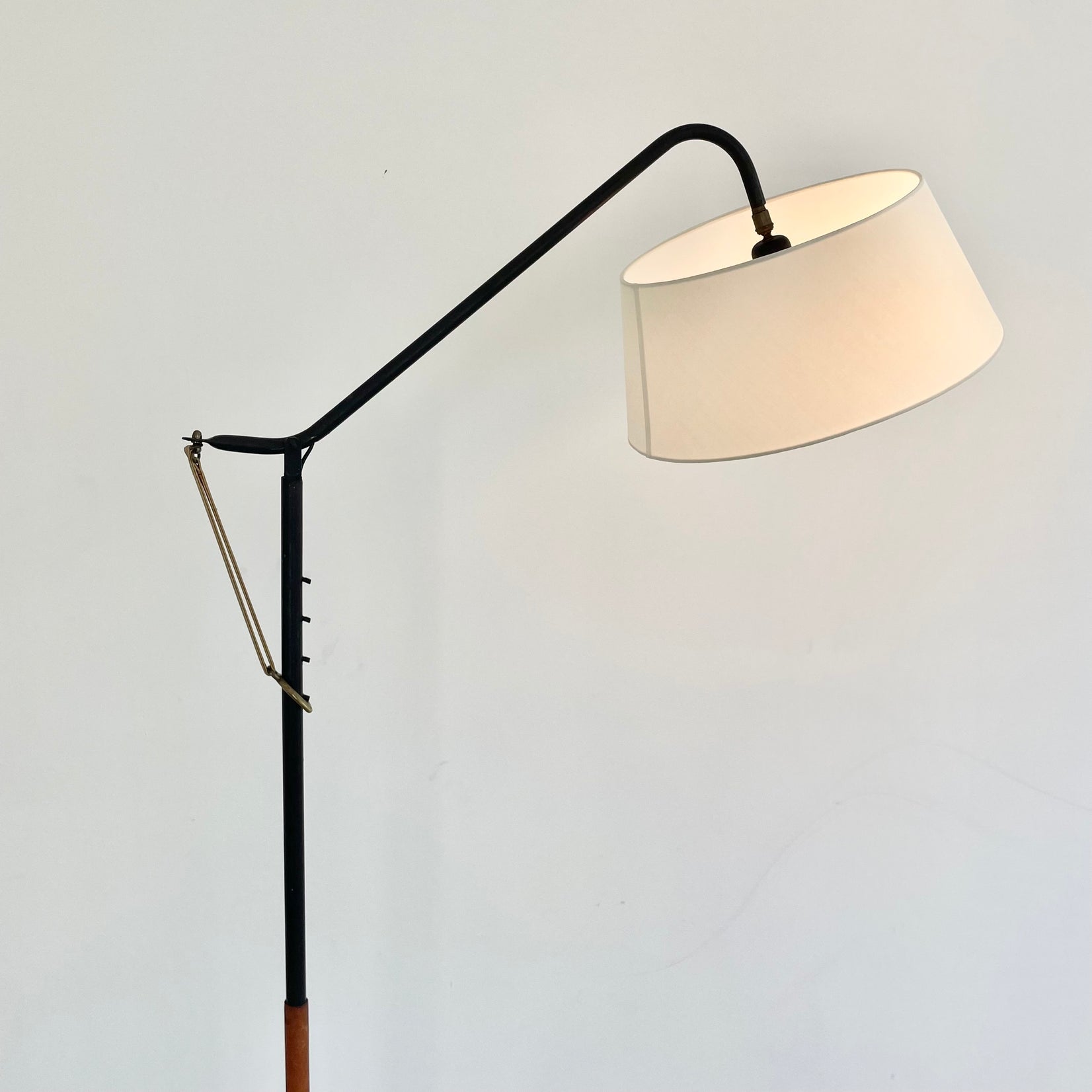 Jacques Adnet Leather and Iron Floor Lamp