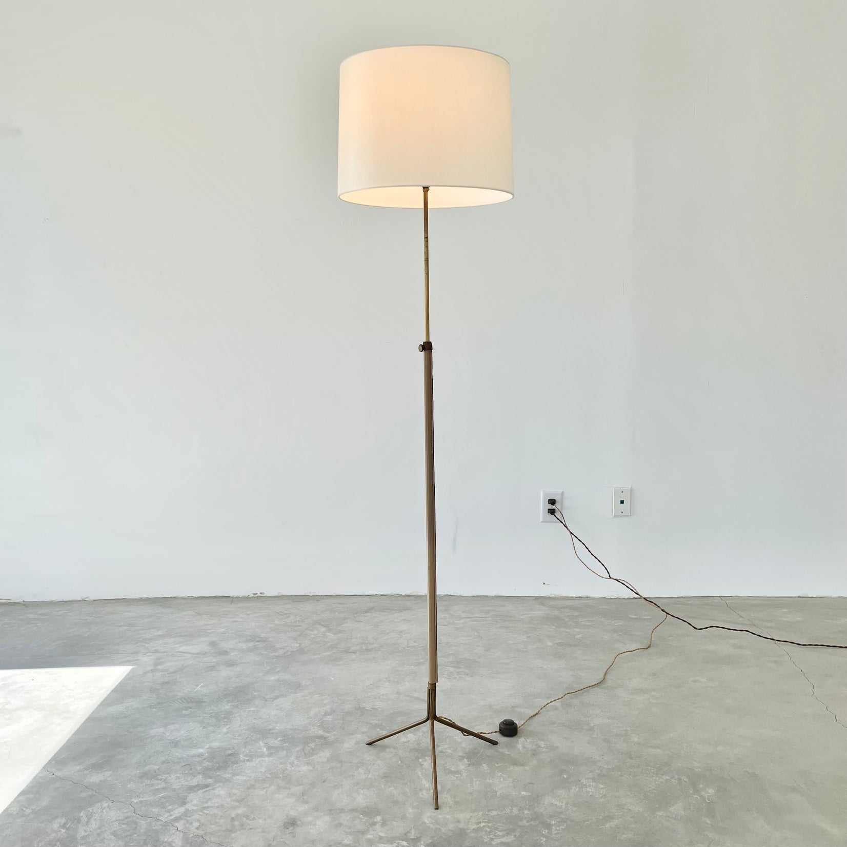 1950s Adjustable Leather Floor Lamp