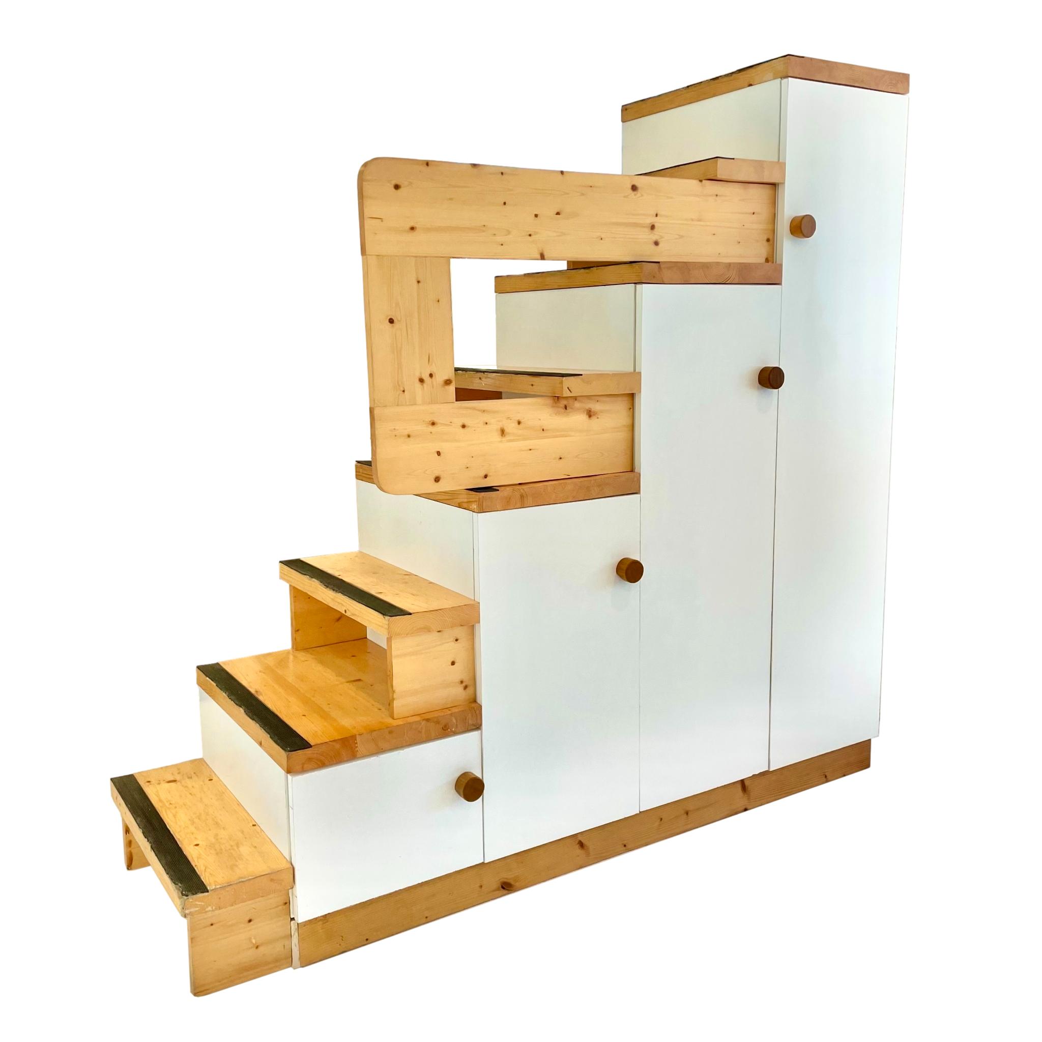 Monumental Charlotte Perriand Pine Cabinet Staircase for Les Arcs, 196