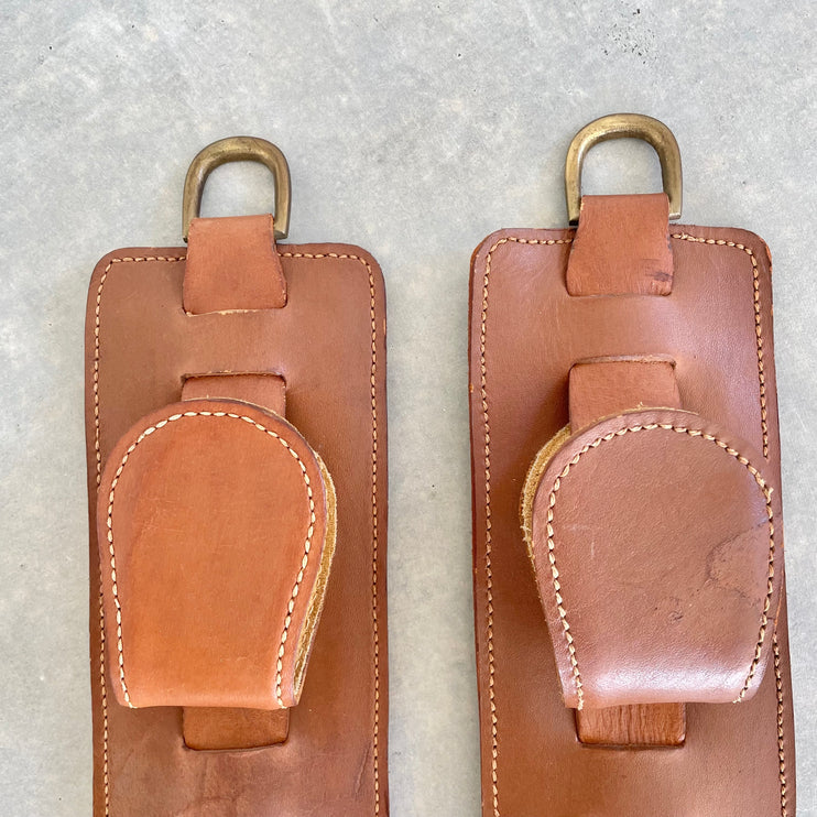 Pair of Jacques Adnet Style Leather Tongue Hooks