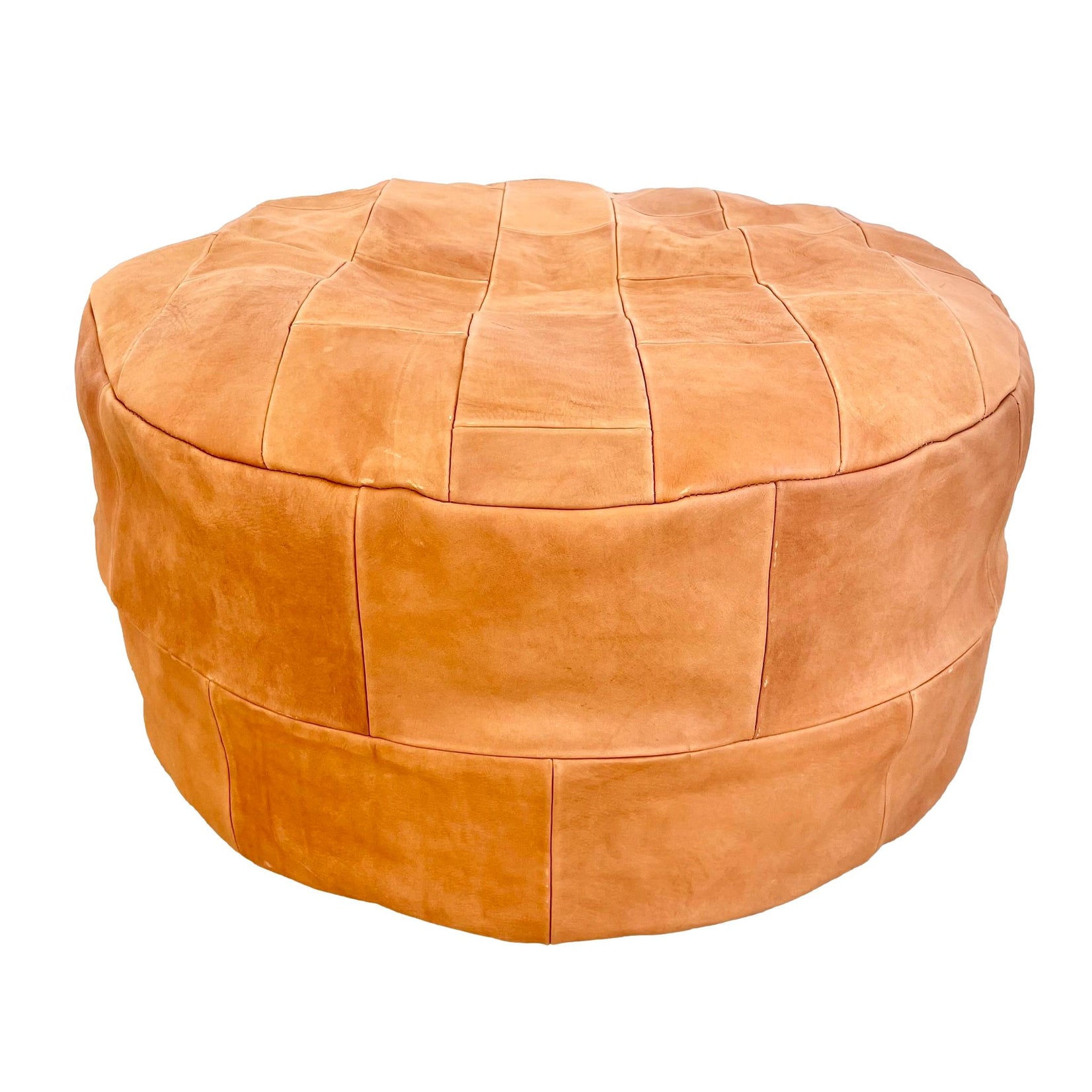 Patchwork Saddle Leather Pouf, Morocco