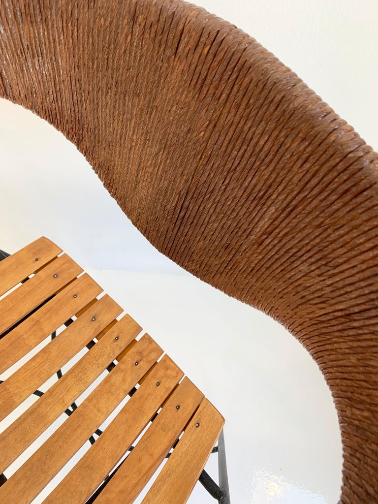 Arthur Umanoff Wood and Rush Sculptural Chairs