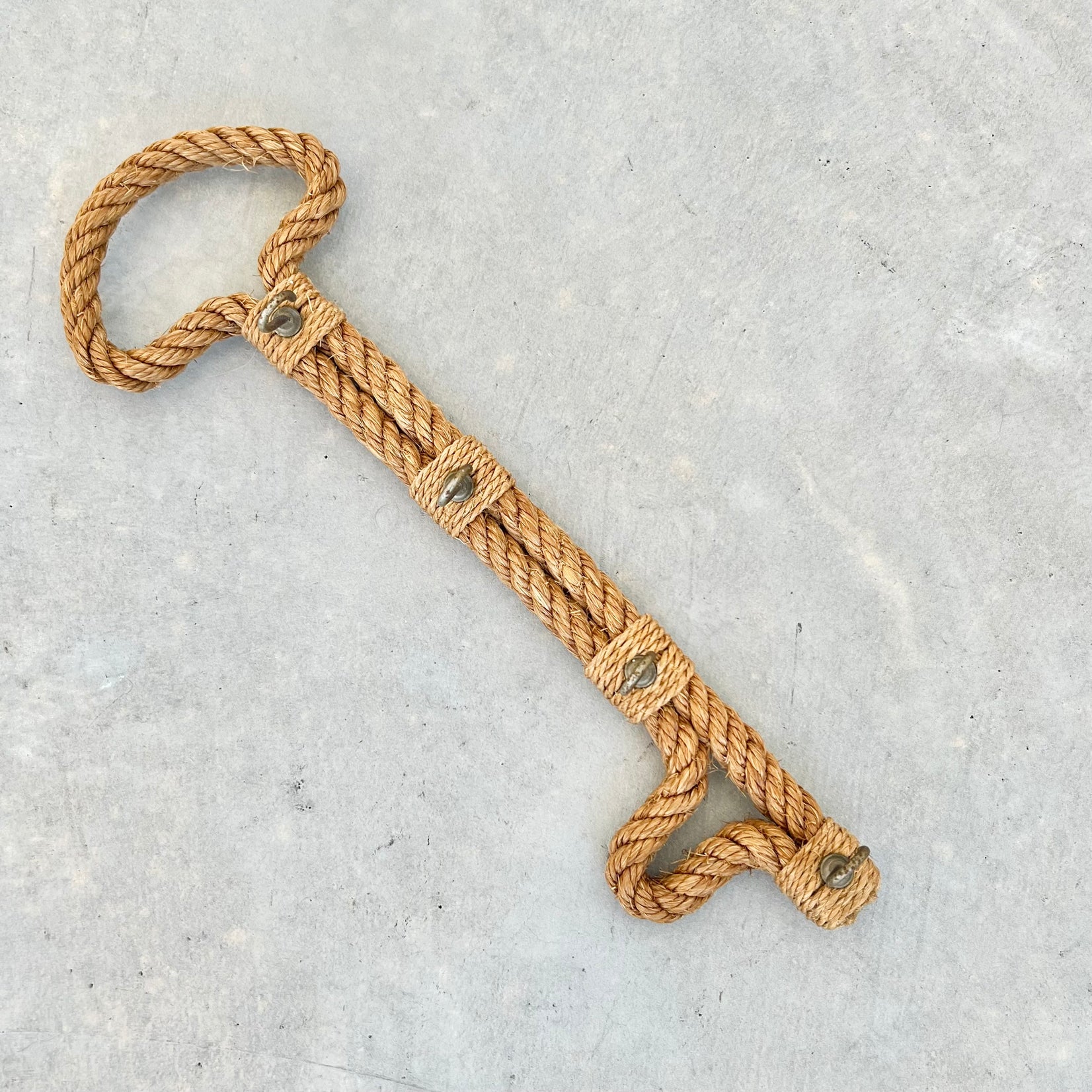 French Rope Key Wall Hook by Style of Audoux Minet, 1960s France