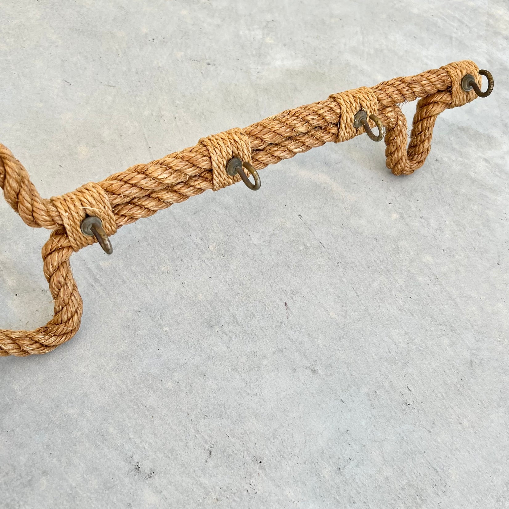 French Rope Key Wall Hook by Style of Audoux Minet, 1960s France