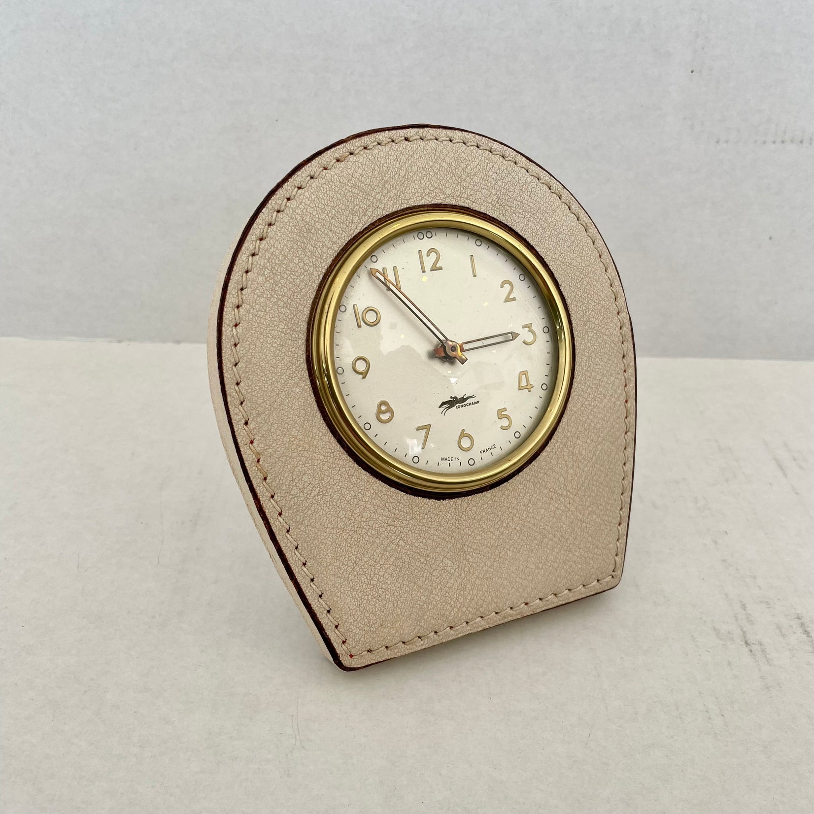 Longchamp Leather Clock, 1950s France