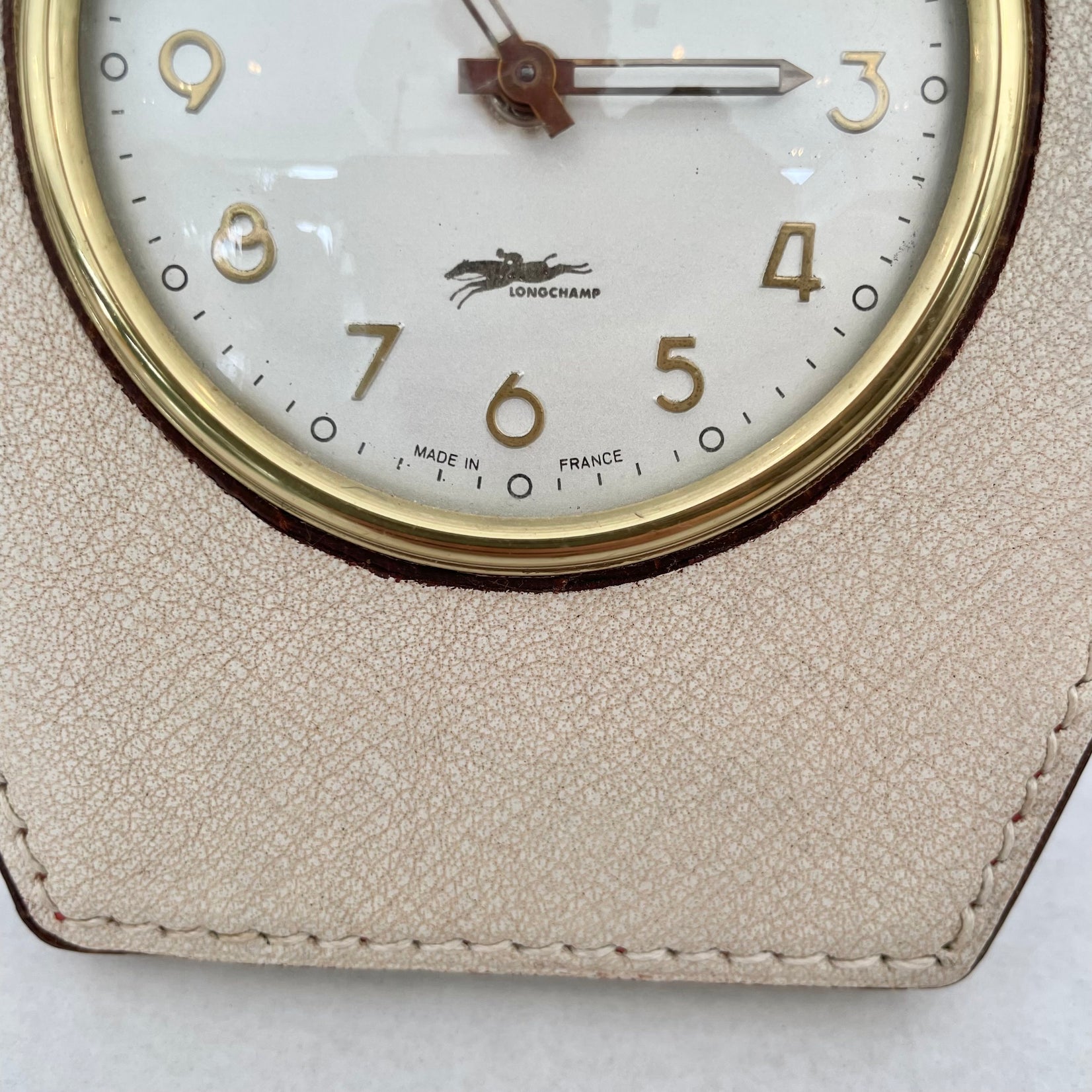 Longchamp Leather Clock, 1950s France