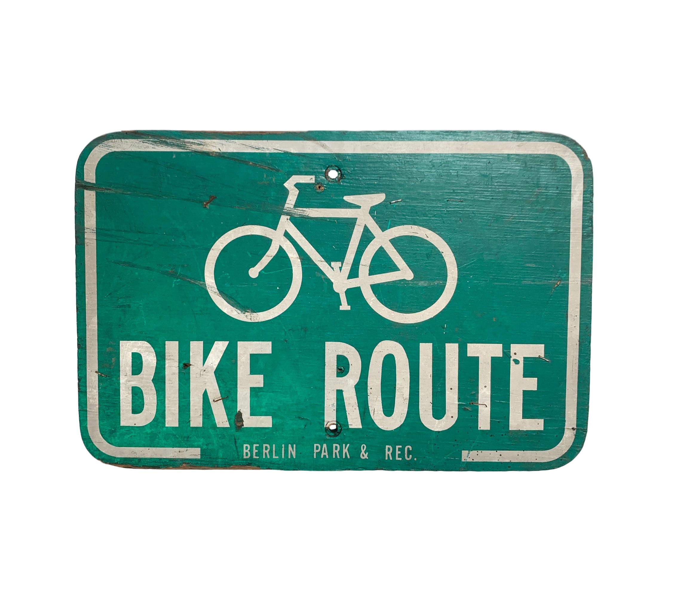 Vintage Wooden Bike Route Sign
