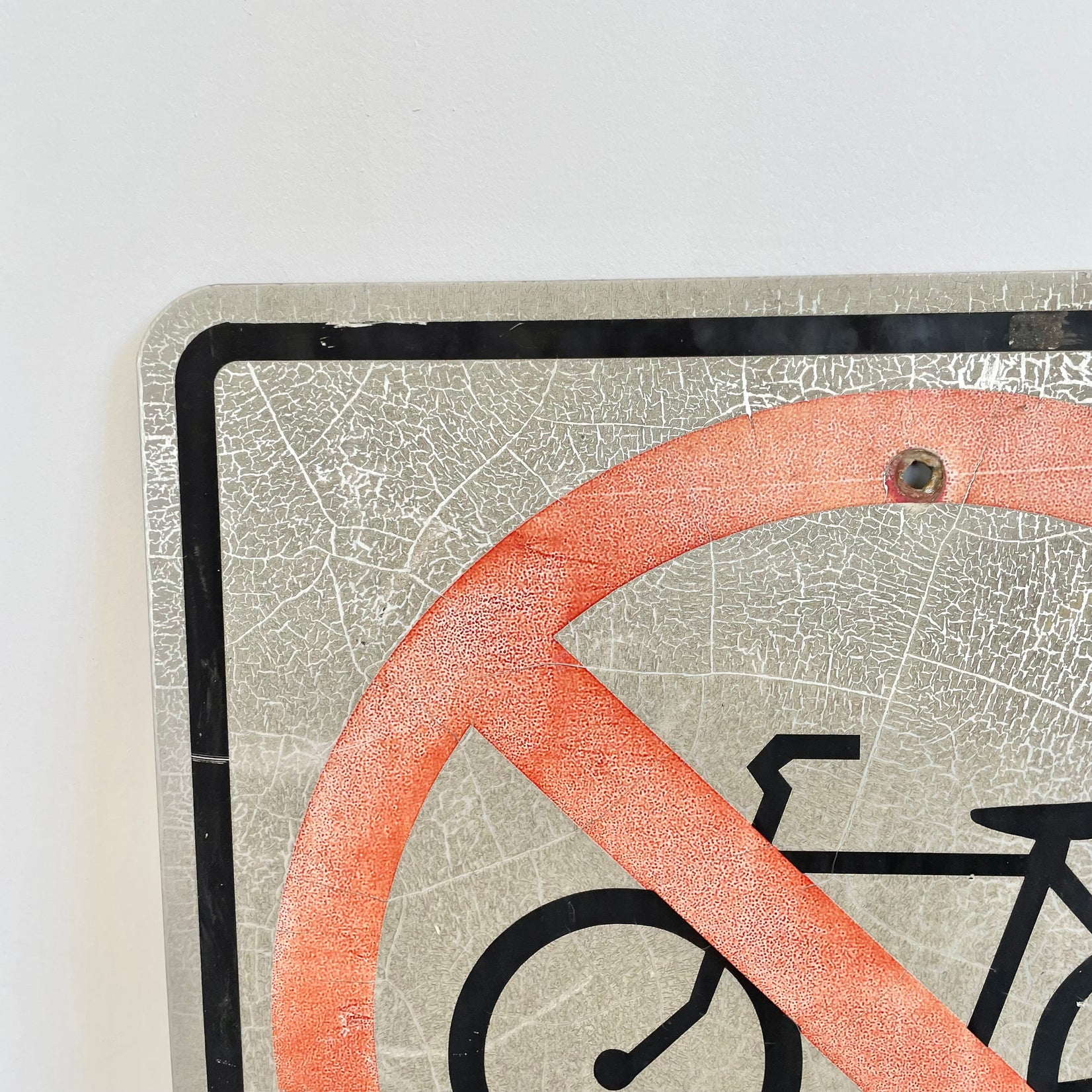 Vintage 'No Bikes' Road Sign