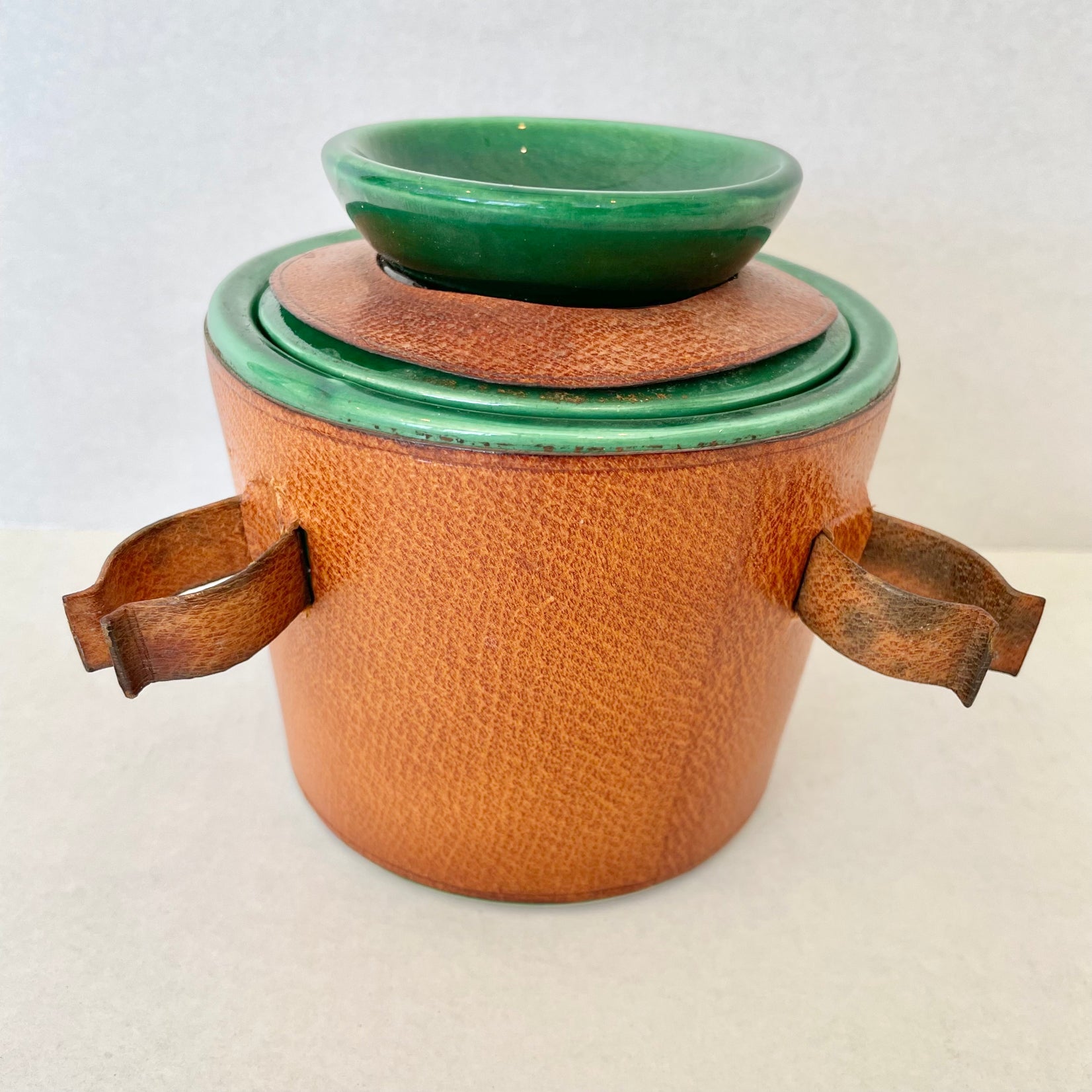 Leather and Ceramic Tobacco Jar by Longchamp