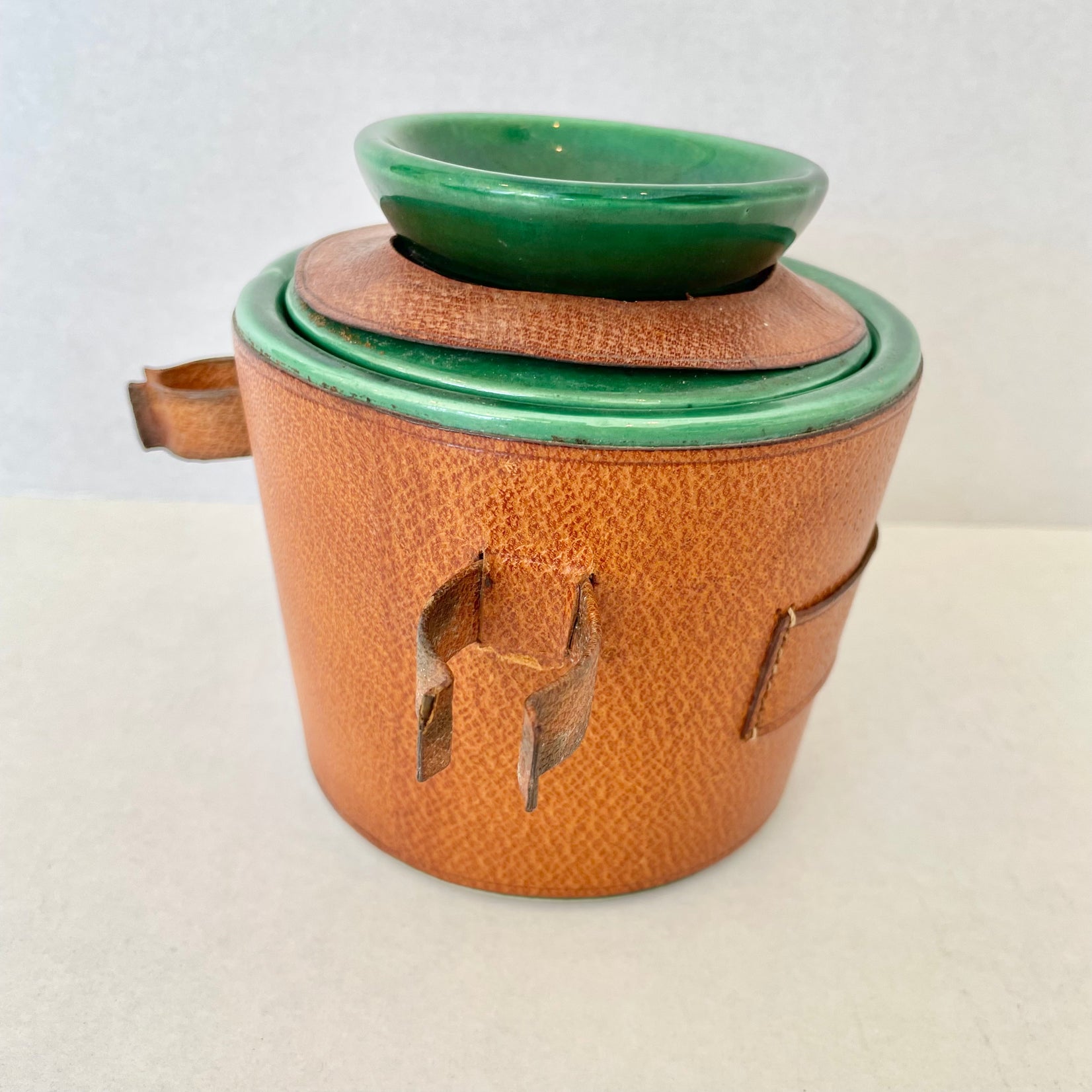 Leather and Ceramic Tobacco Jar by Longchamp