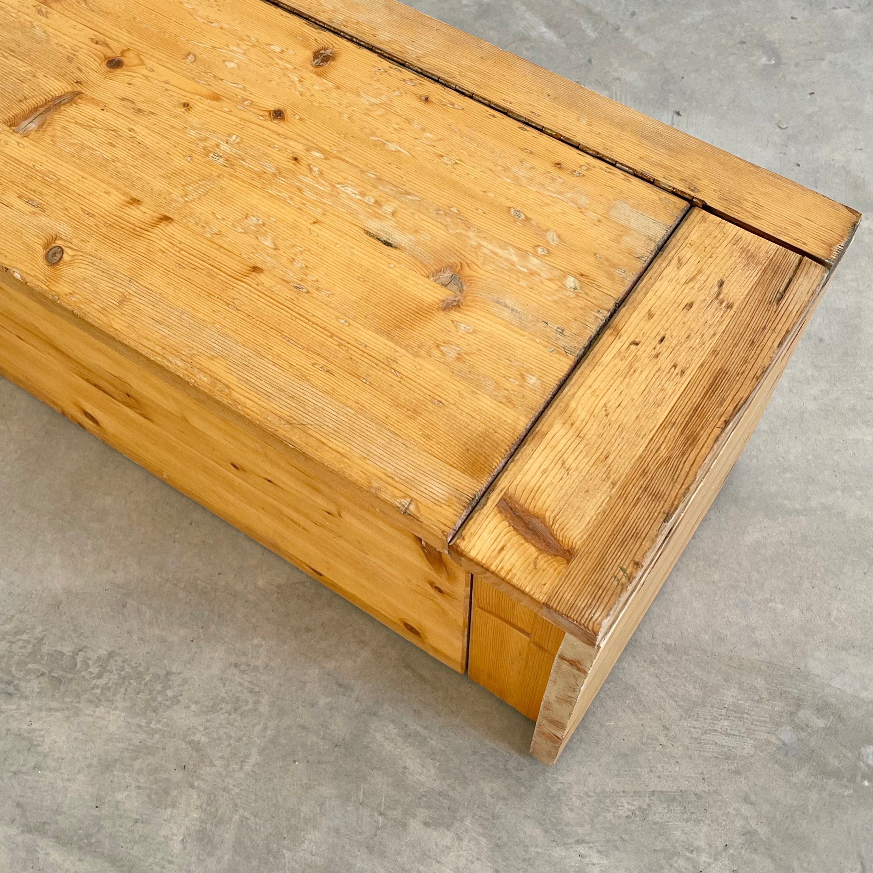 Monumental Charlotte Perriand Pine Storage Bench for Les Arcs, 1960s
