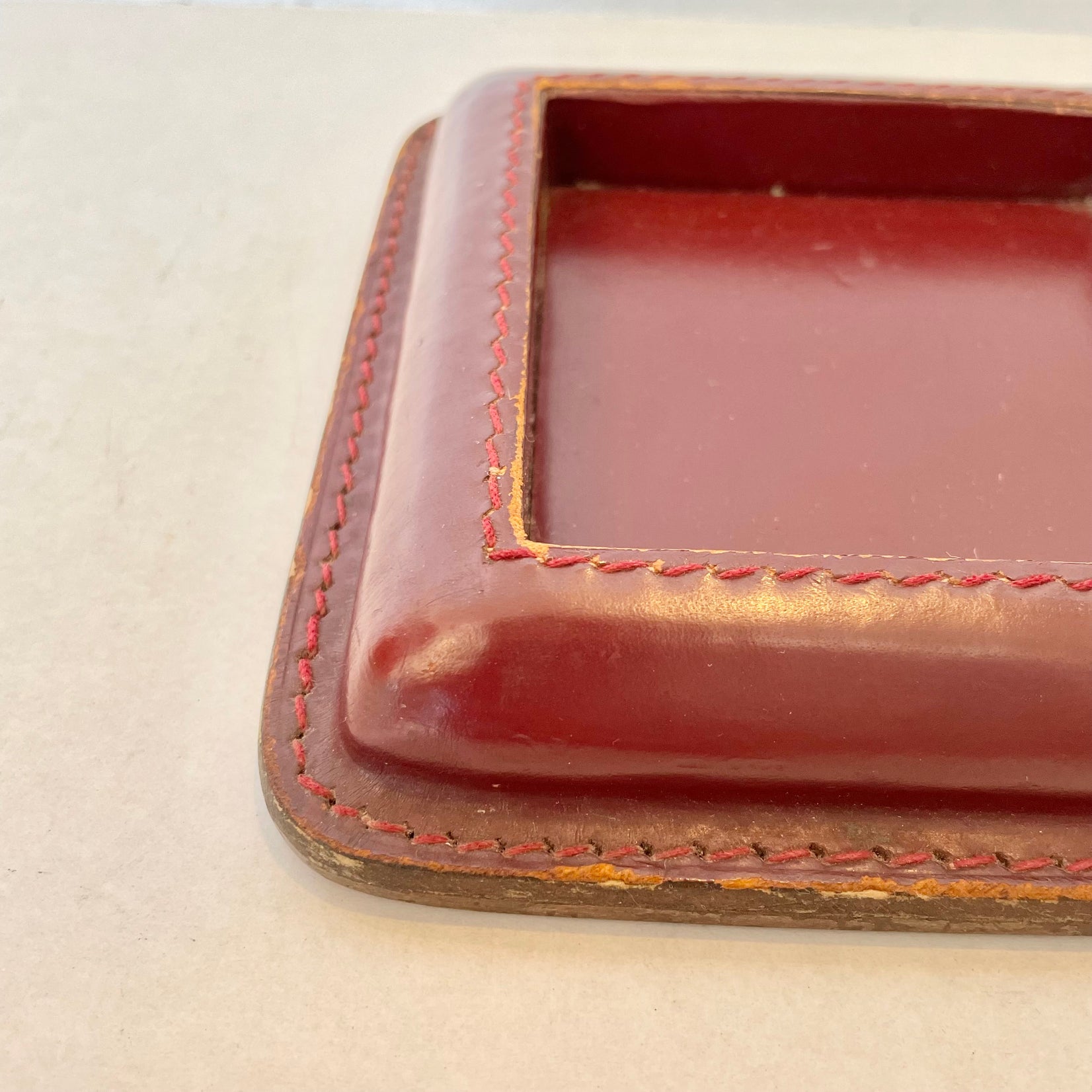 Jacques Adnet Leather and Glass Ashtray
