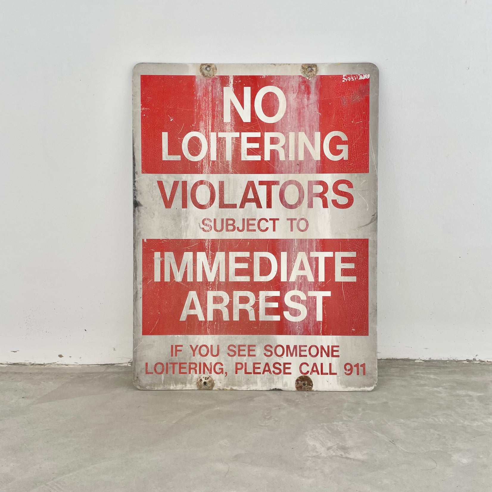 No Loitering Street Sign, 1980s USA