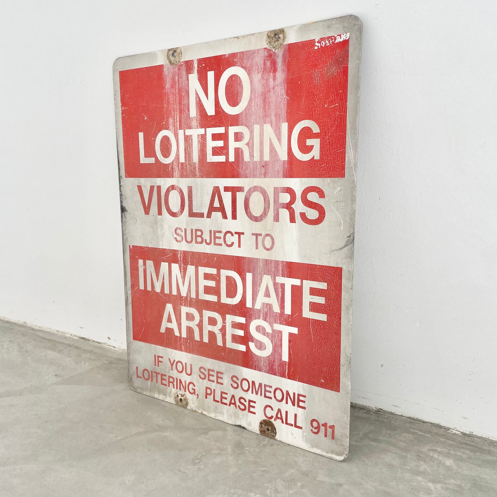 No Loitering Street Sign, 1980s USA