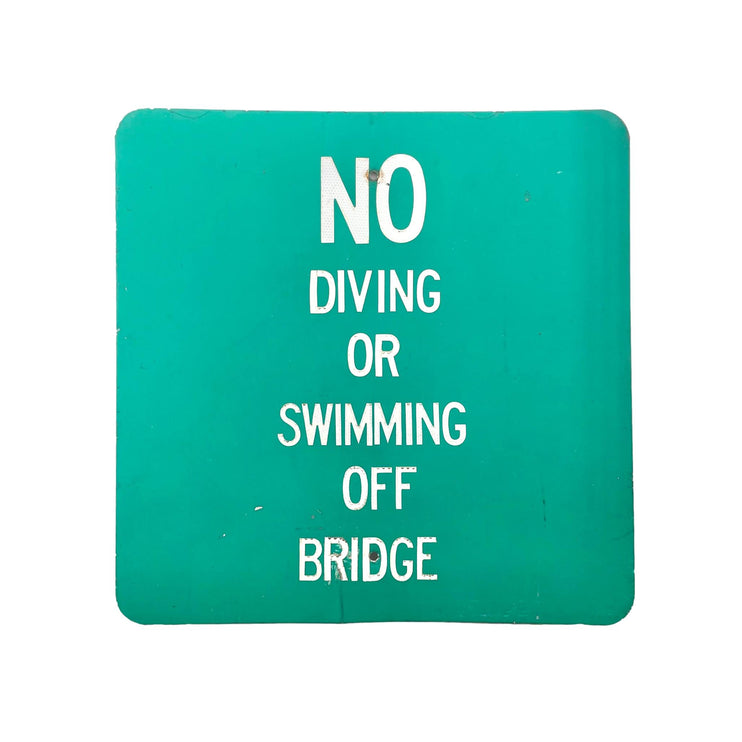 "No Diving" Pool Sign, 1980s USA