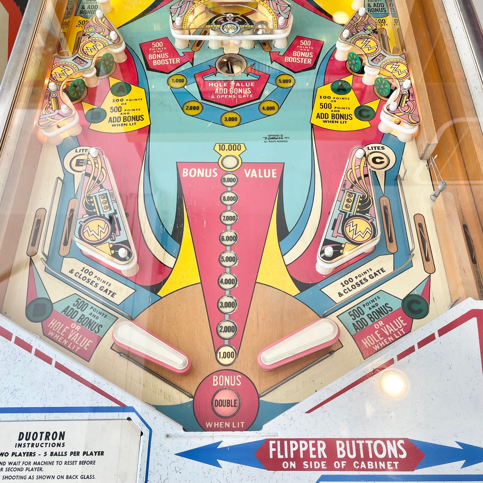 Duotron Pinball Arcade Game, 1974 USA