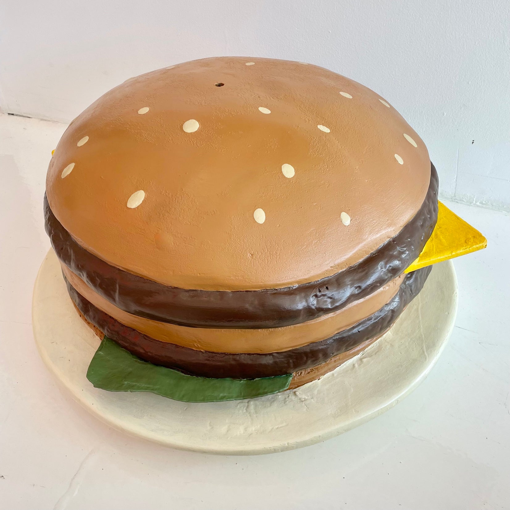 Hand Painted Oversized Fiberglass Cheeseburger Pop Art