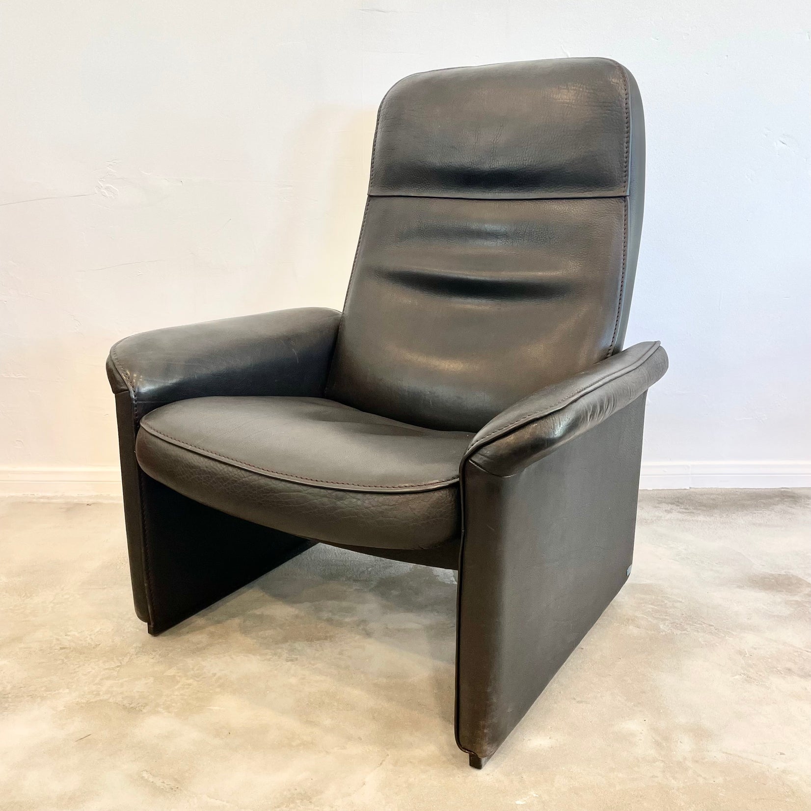 De Sede DS-50 Black Leather Recliner Chair, 1970s Switzerland