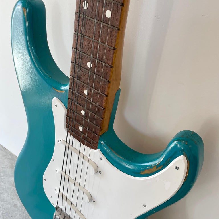 8 Foot Tall Metal and Wood Stratocaster Guitar, 1980s Belgium