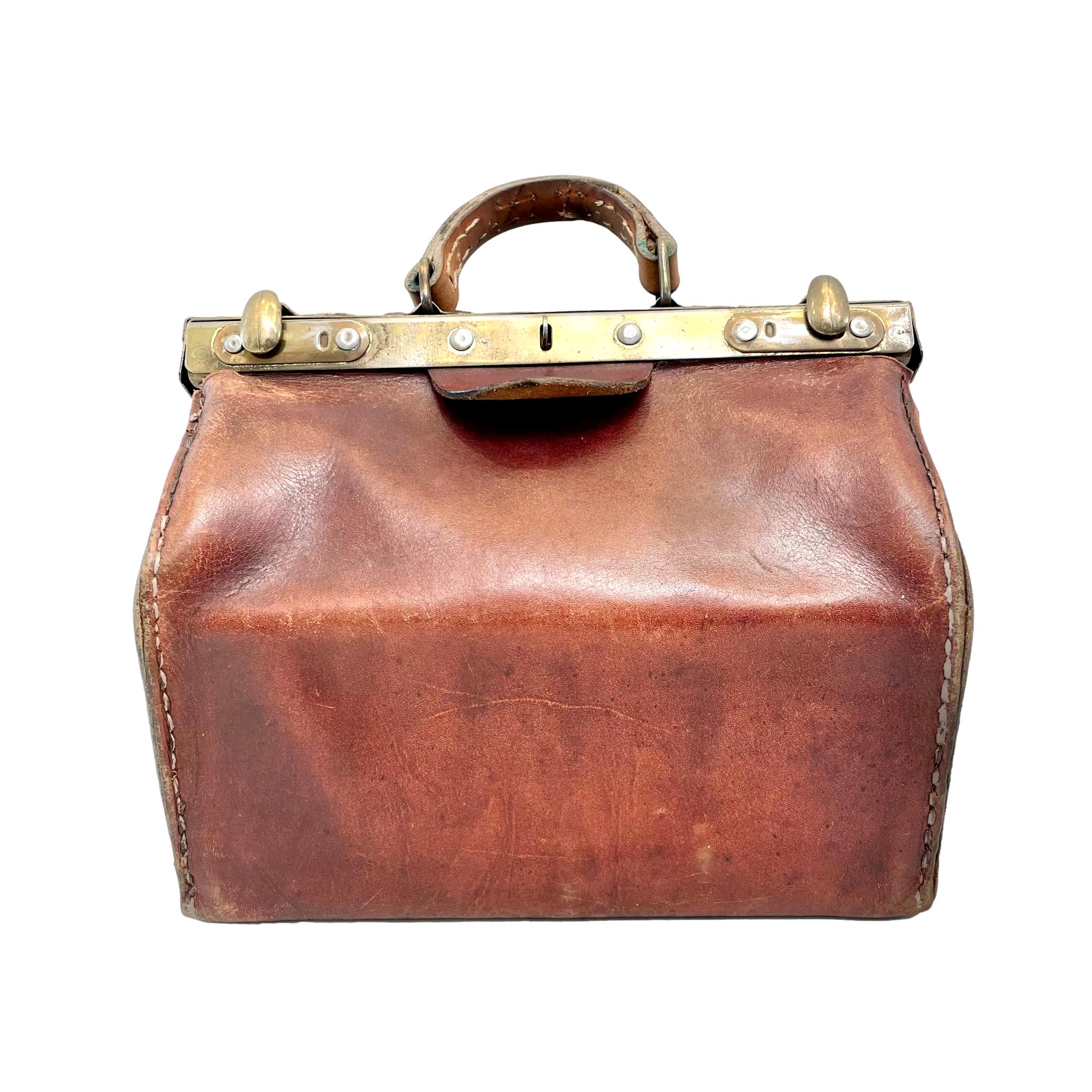 Tan Leather Gladstone Doctor Bag / Travel Bag / Briefcase