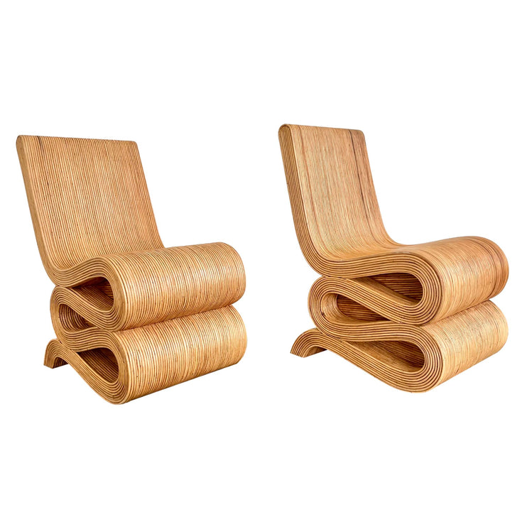 Pair of Pencil Rattan Chairs in the Style of Frank Gehry, 1970s USA