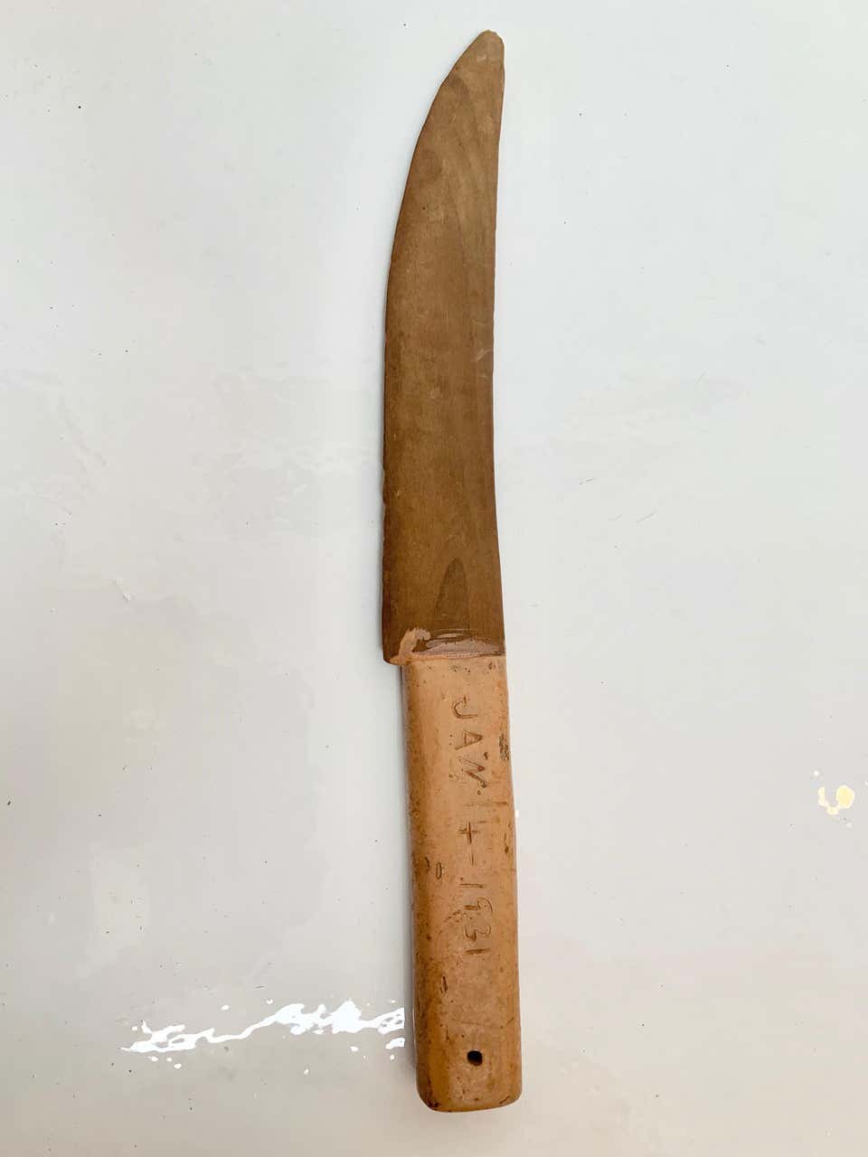 Folk Art Wood Knife Dated 1931